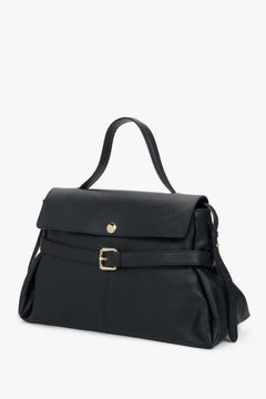 Torba damska typu tote, czarna, z włoskiej skóry naturalnej Premium, Estro.