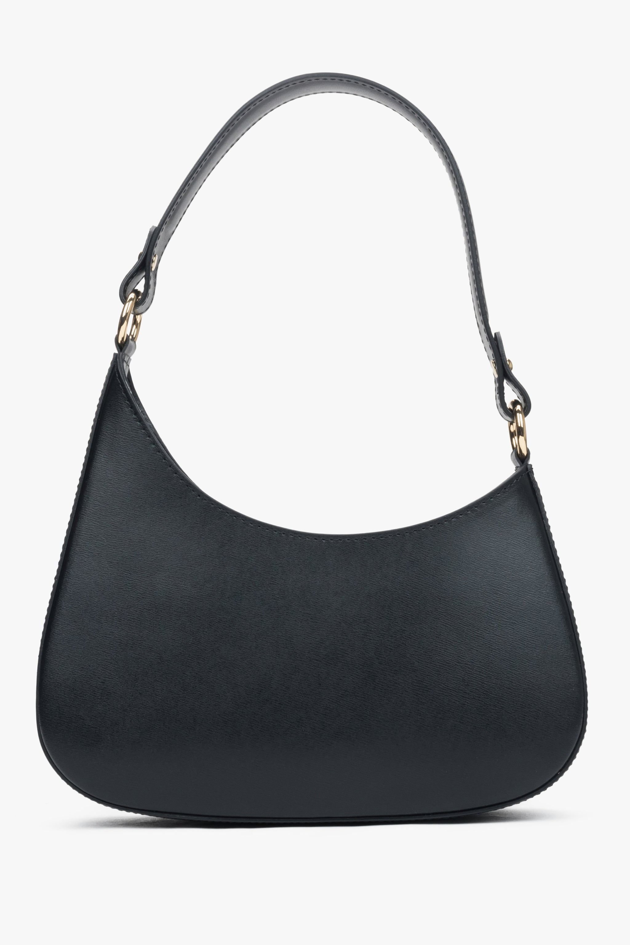 Torebka damska typu shoulder bag, czarna, z włoskiej skóry naturalnej Premium, Estro.