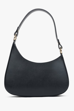 Torebka damska typu shoulder bag, czarna, z włoskiej skóry naturalnej Premium, Estro.