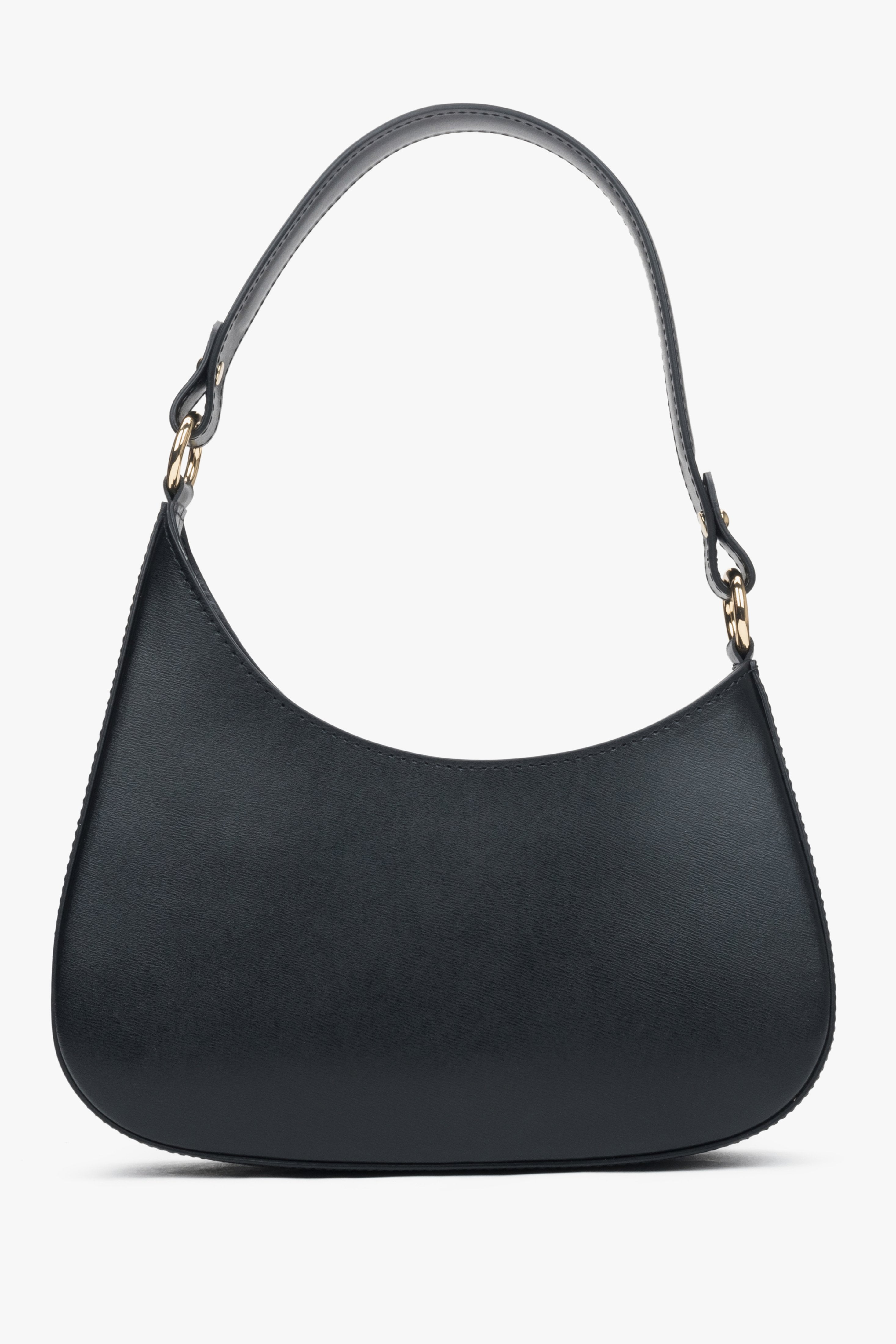 Torebka damska typu shoulder bag, czarna, z włoskiej skóry naturalnej Premium, Estro.