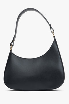 Czarna torebka damska Estro, typu shoulder bag, z włoskiej skóry naturalnej Premium.