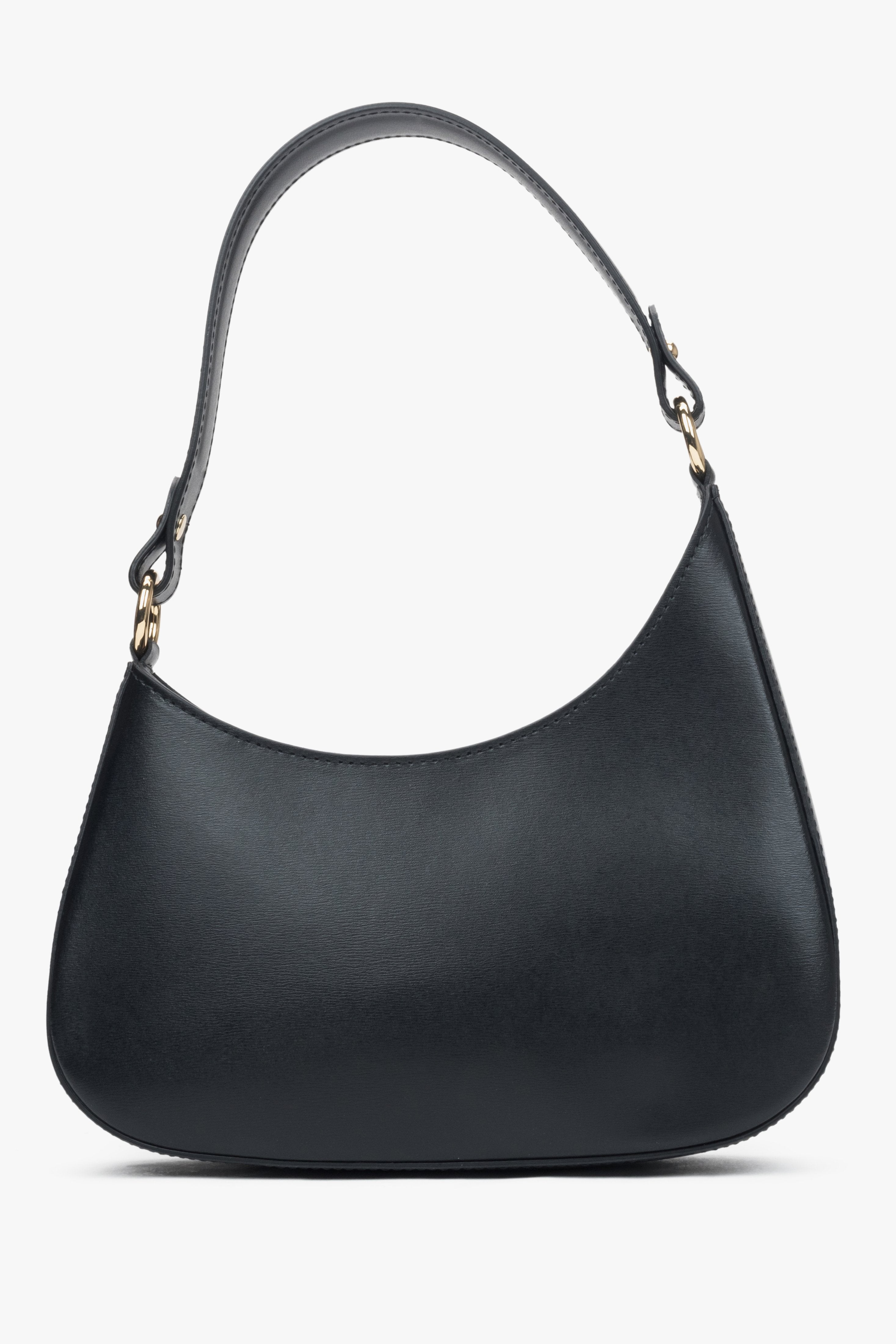 Czarna torebka damska Estro, typu shoulder bag, z włoskiej skóry naturalnej Premium.