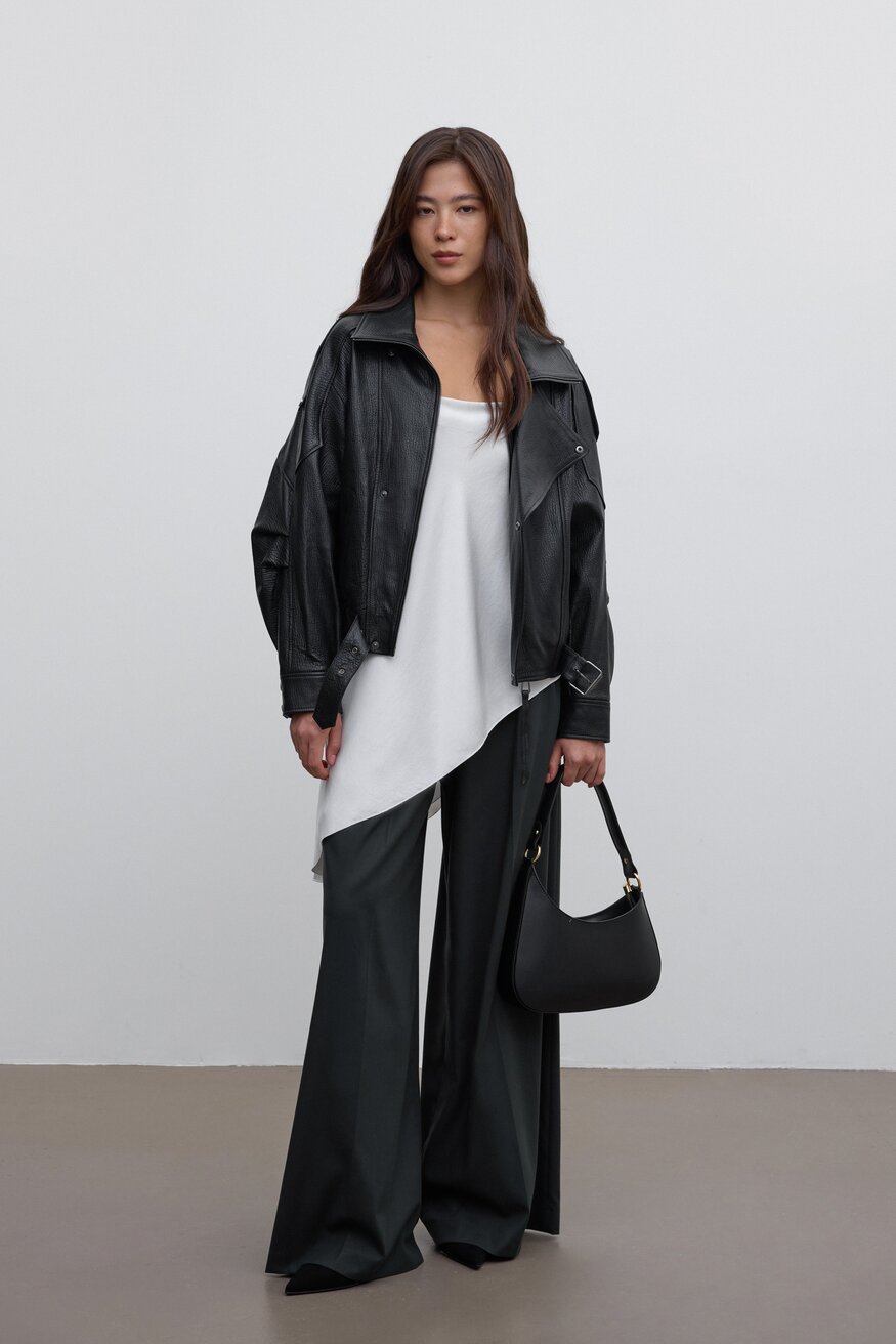 Czarna torebka damska typu shoulder bag z włoskiej skóry naturalnej Premium ER00116374