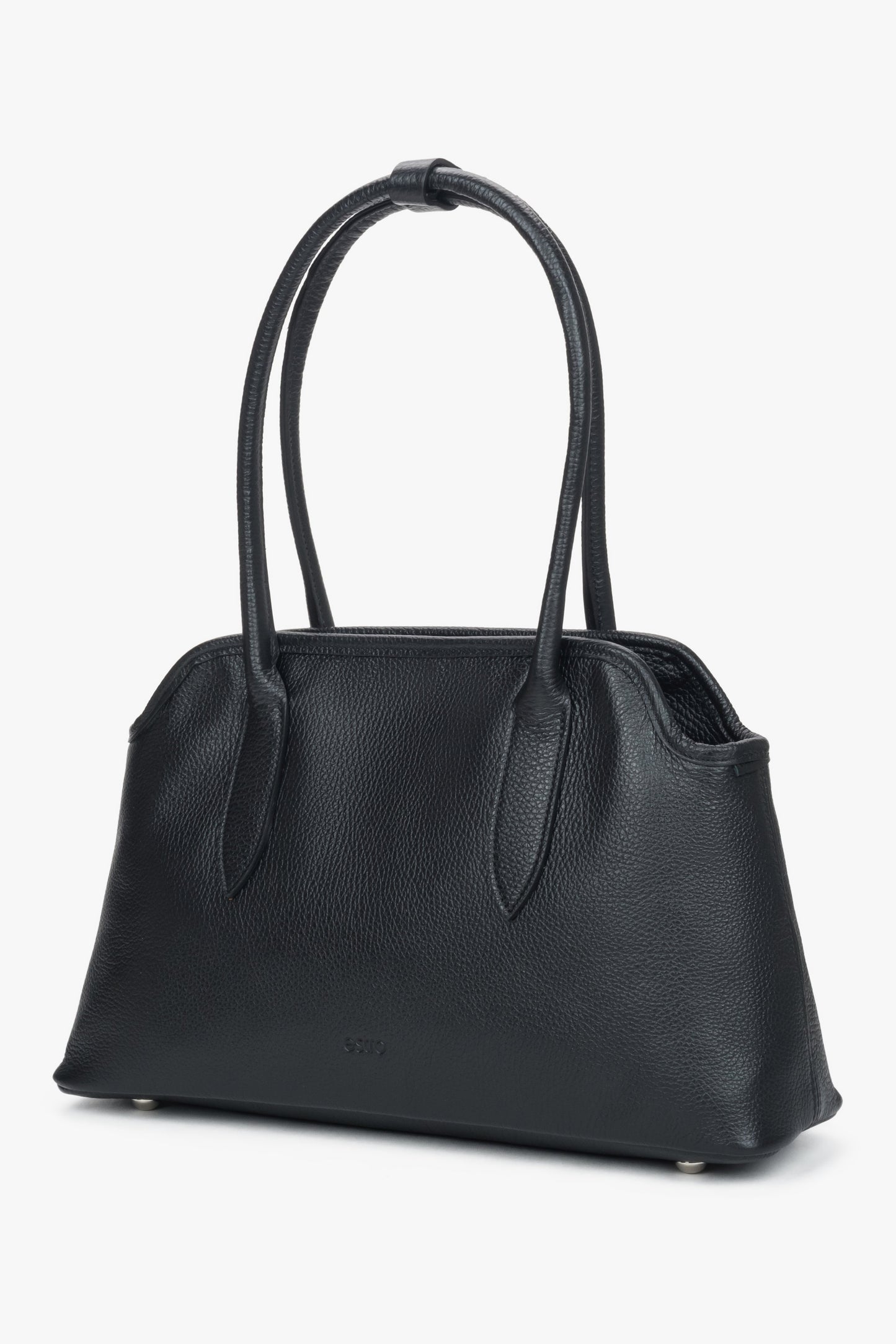 Damska czarna torebka na ramię z włoskiej skóry naturalnej Premium Estro.