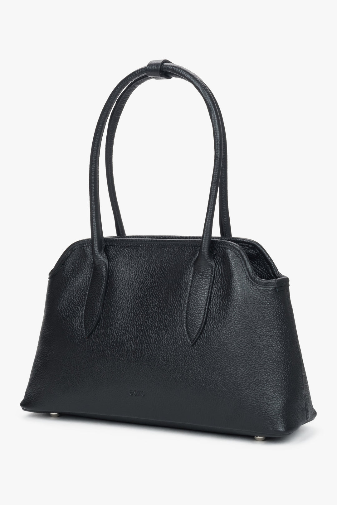 Damska czarna torebka na ramię z włoskiej skóry naturalnej Premium Estro.