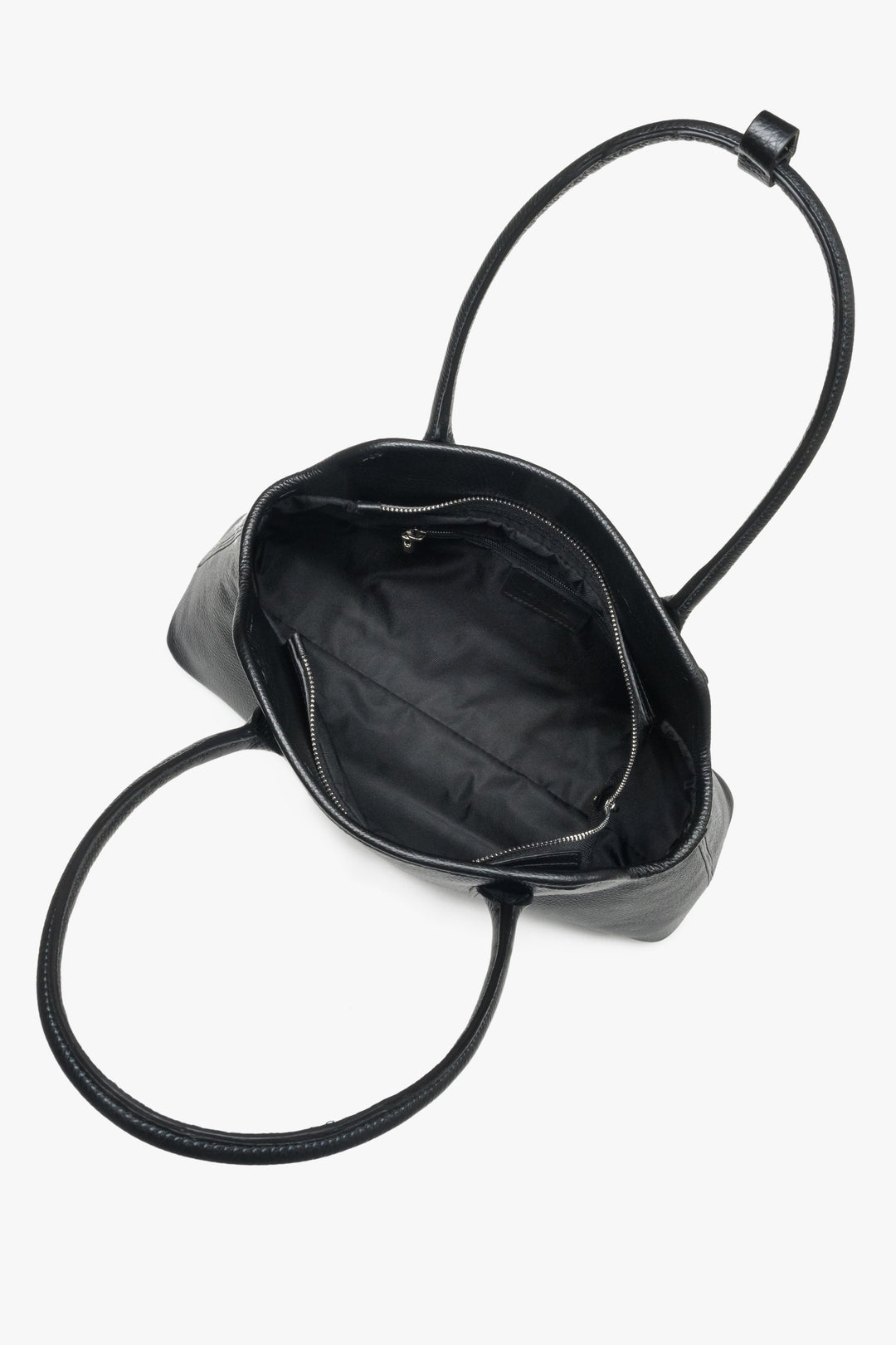 Czarna torebka damska Estro, na ramię, z włoskiej skóry naturalnej Premium.