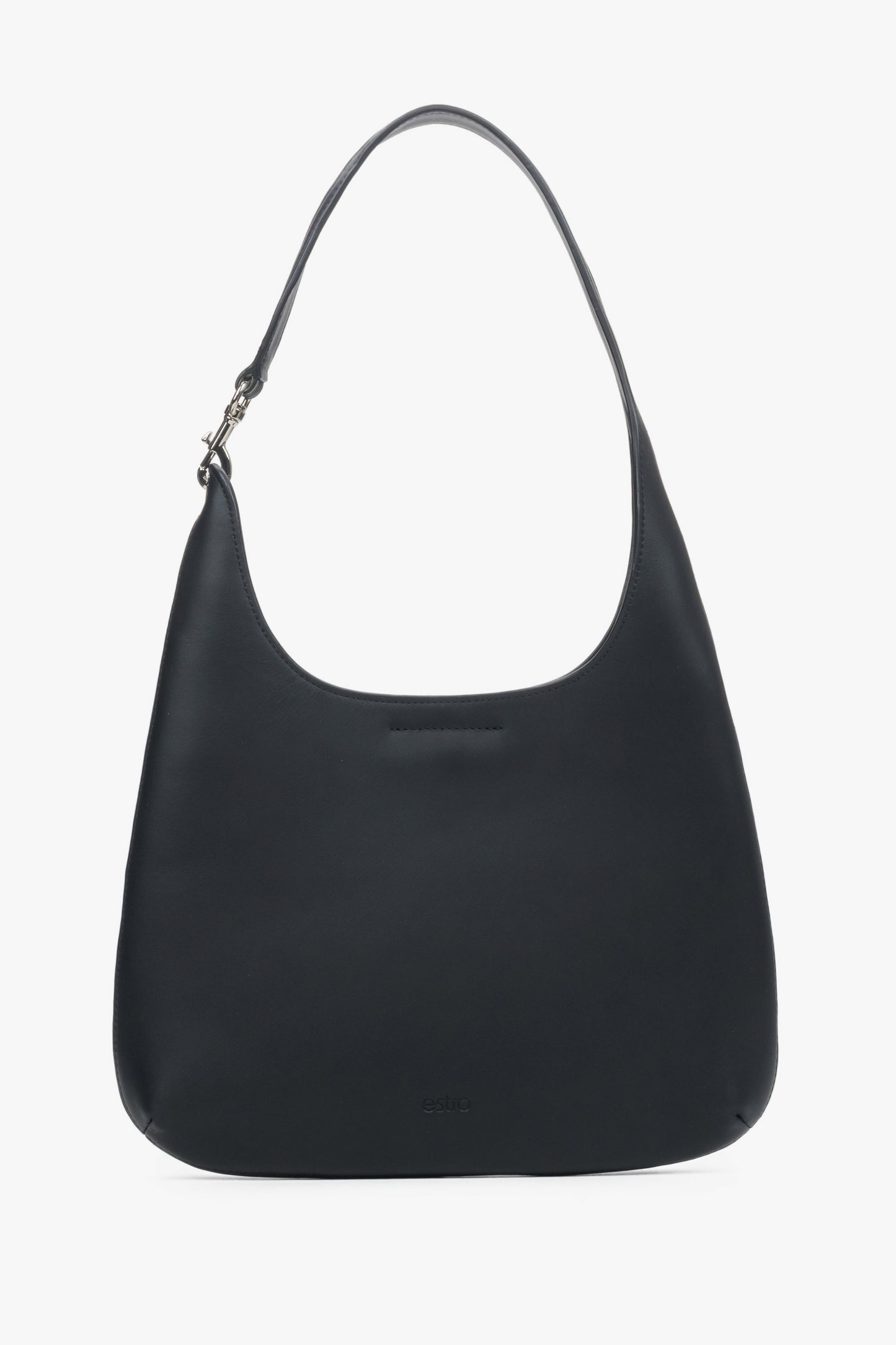 Czarna torebka damska typu shopper ze skóry naturalnej Estro ER00118915.