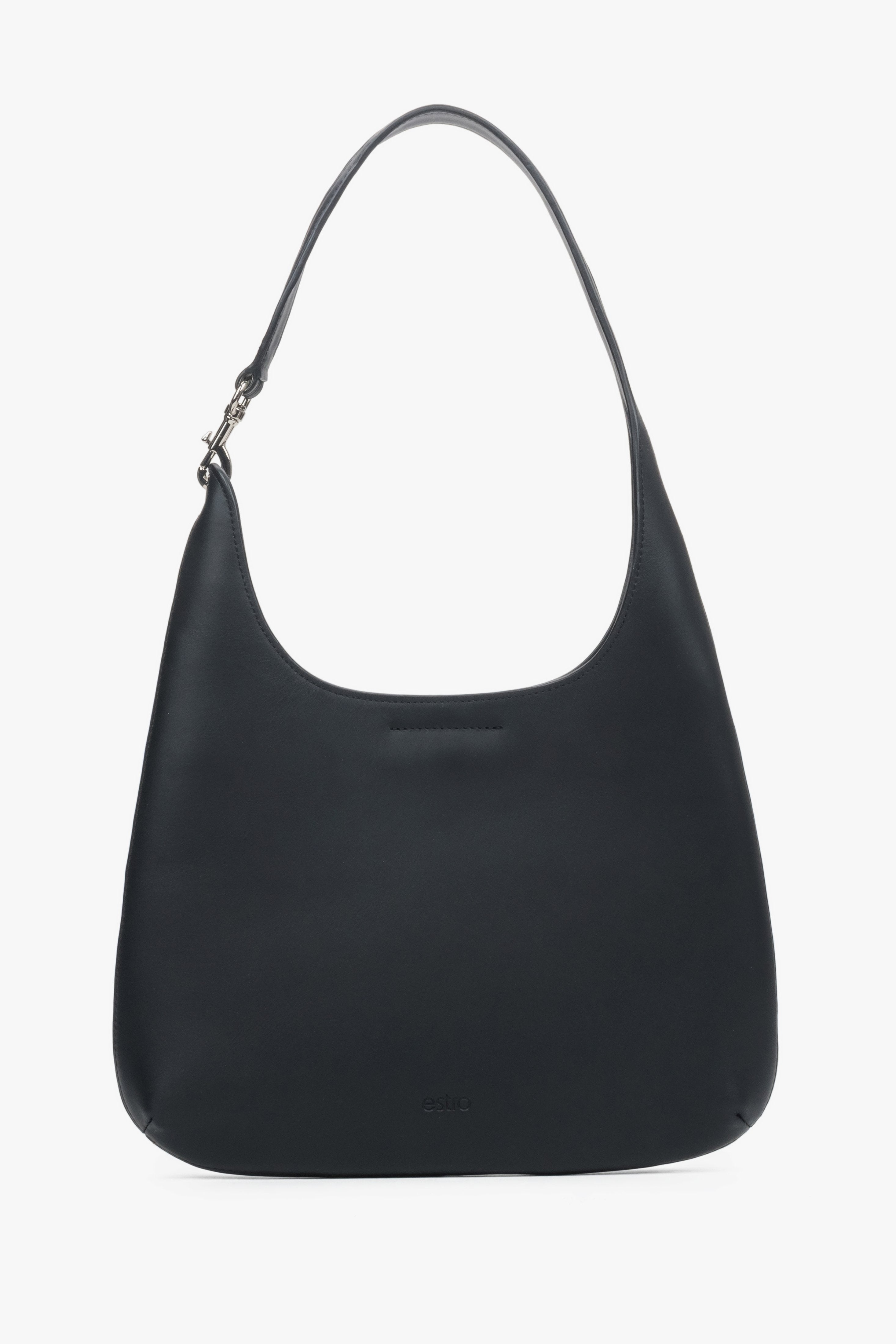 Czarna torebka damska typu shopper ze skóry naturalnej Estro ER00118915.