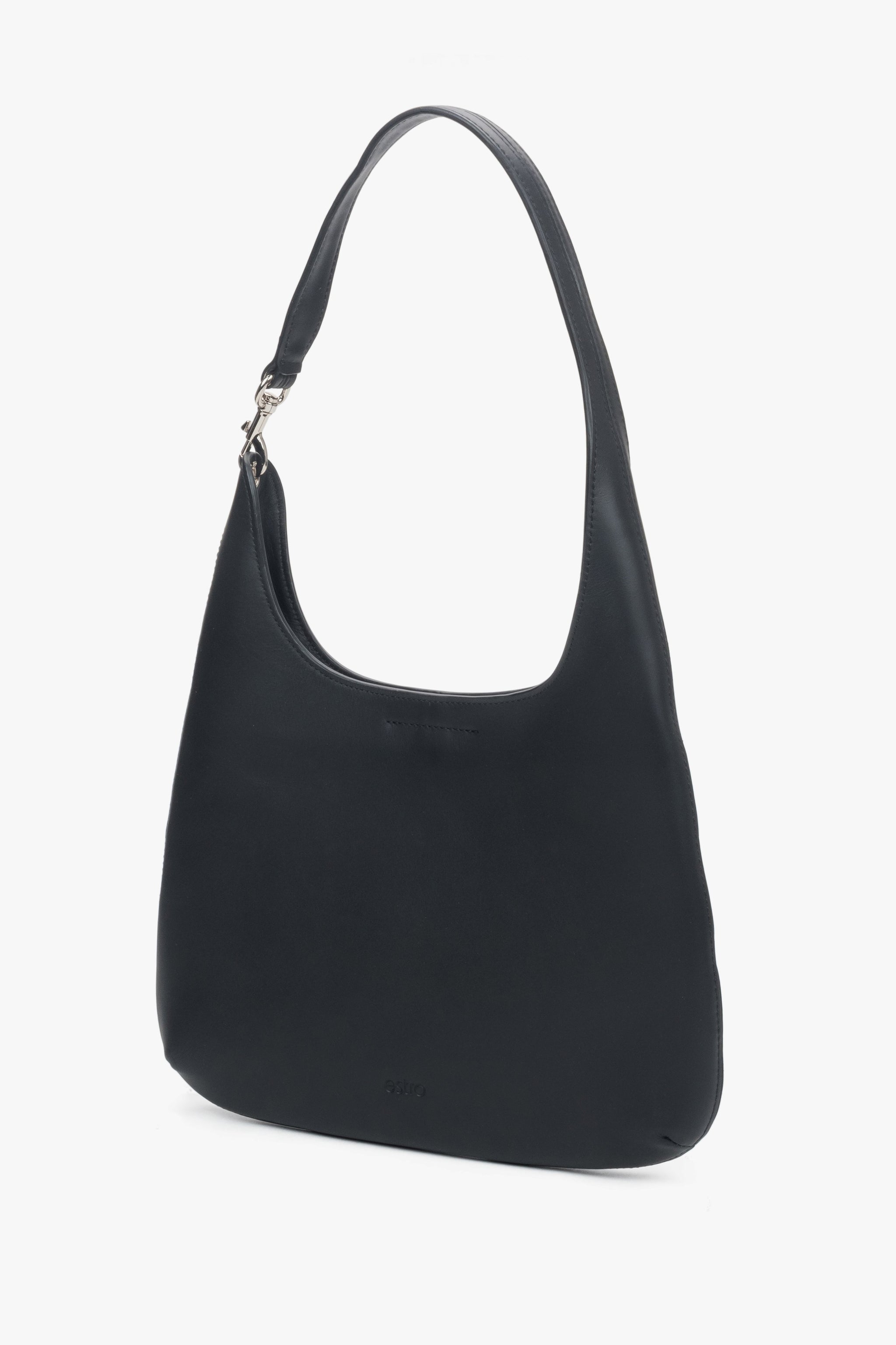 Damska czarna torebka typu shopper ze skóry naturalnej Estro.