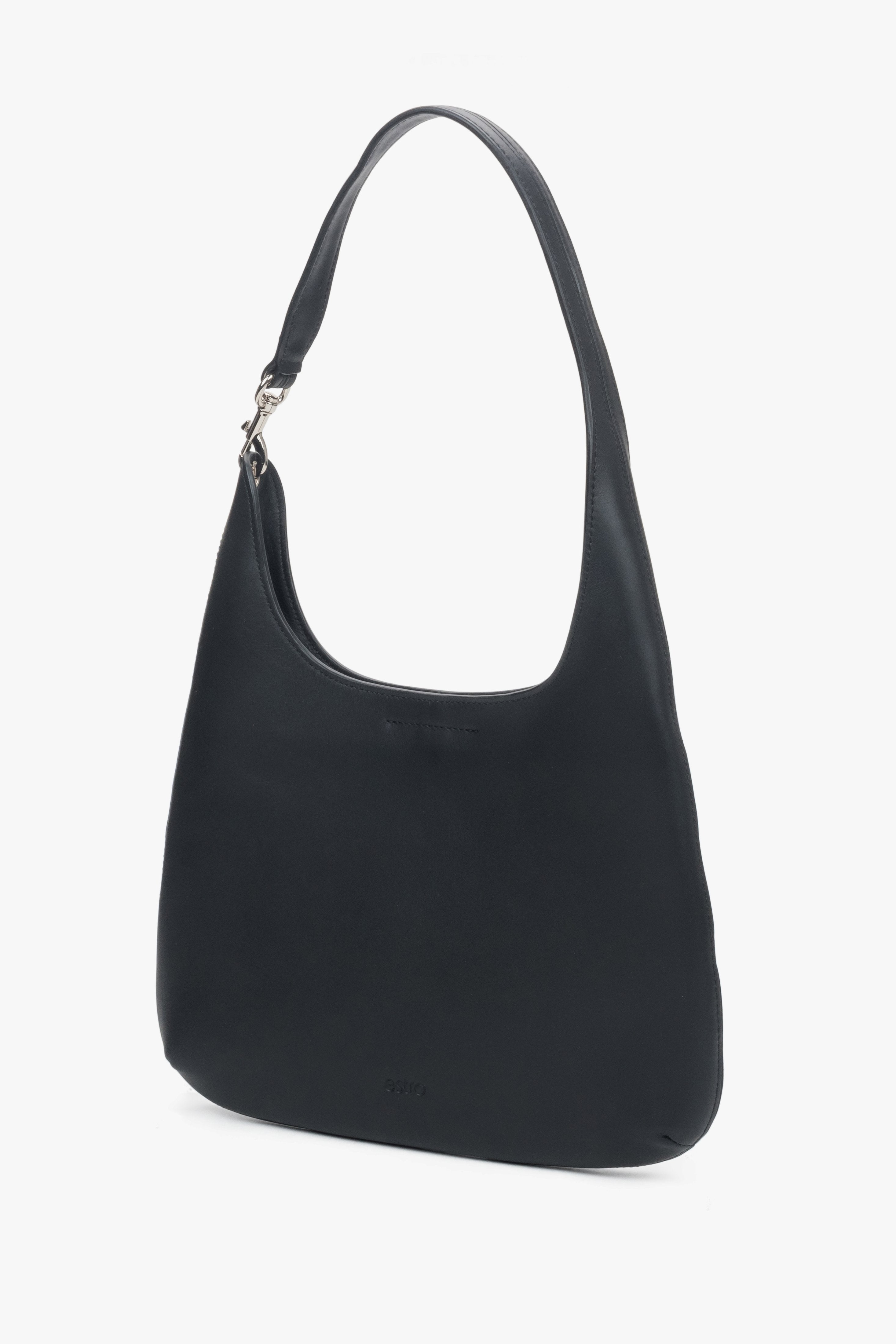 Damska czarna torebka typu shopper ze skóry naturalnej Estro.
