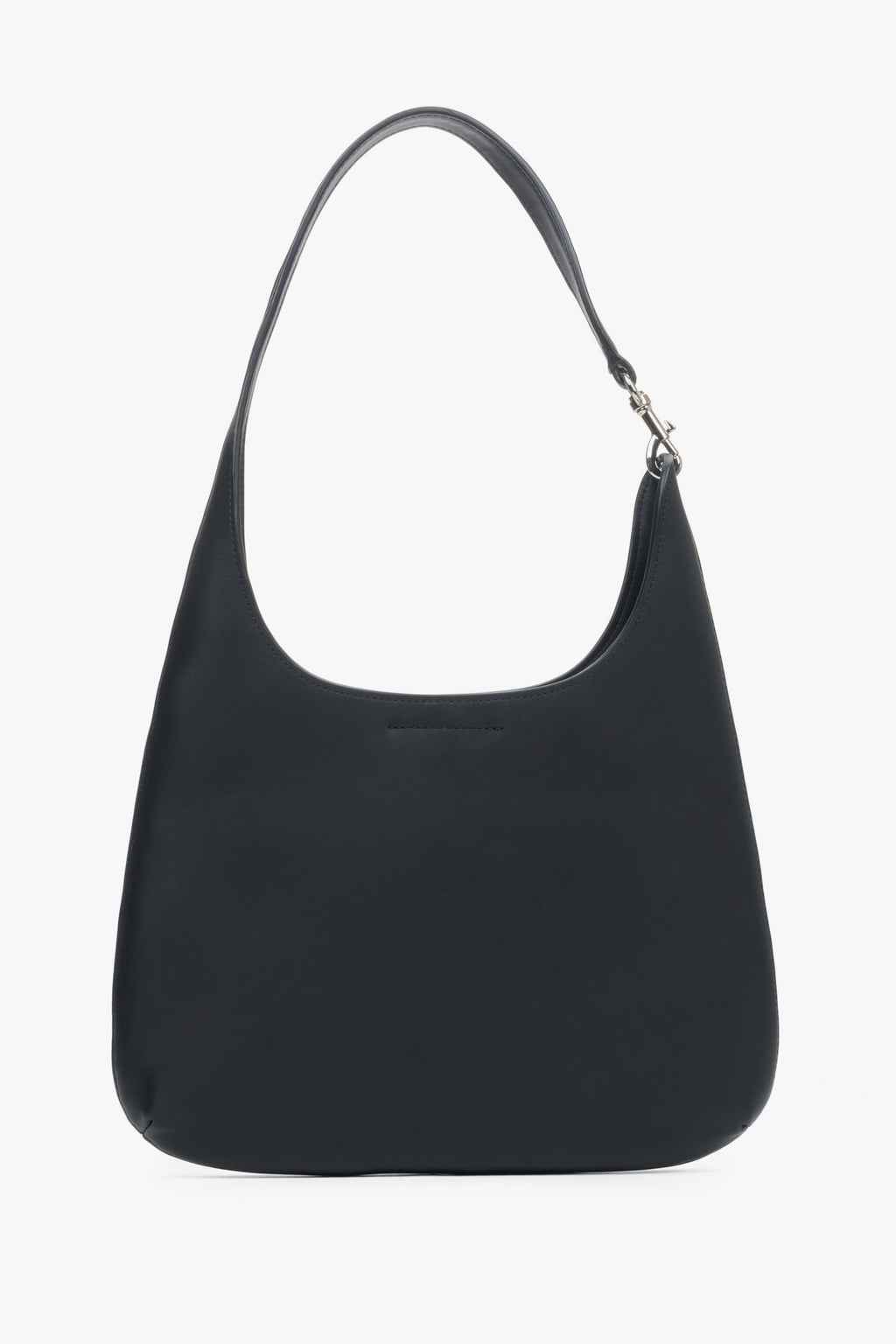 Torebka damska typu shopper, czarna, ze skóry naturalnej, Estro.
