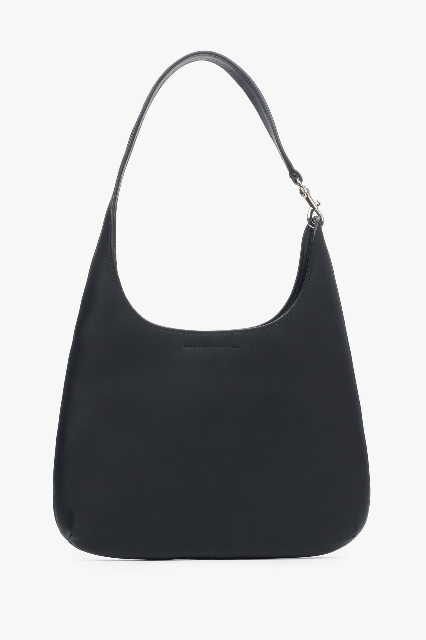 Torebka damska typu shopper, czarna, ze skóry naturalnej, Estro.