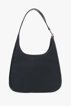 Torebka damska typu shopper, czarna, ze skóry naturalnej, Estro.