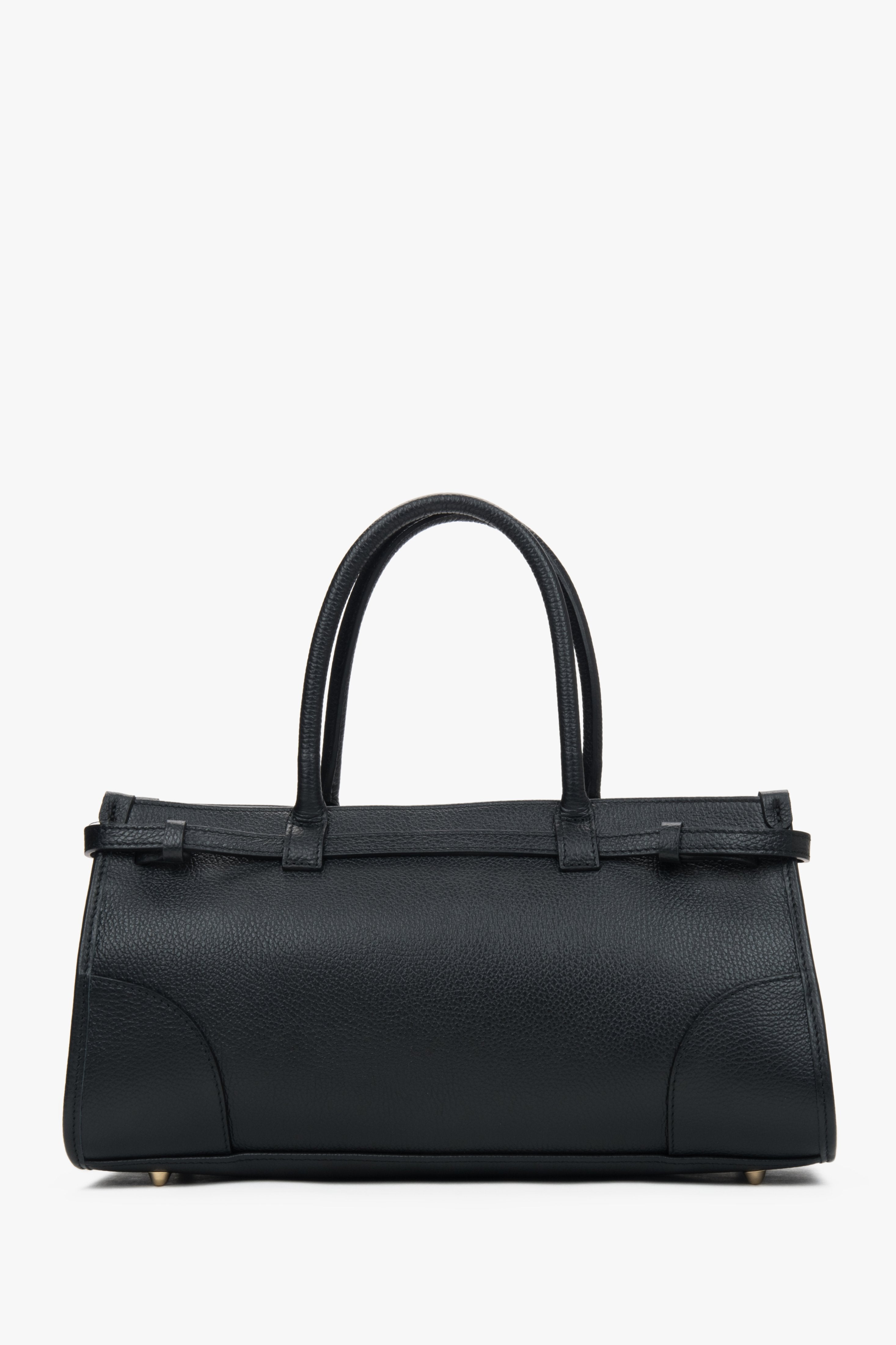 Elegancka czarna tote bag z włoskiej skóry naturalnej.