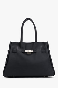 Czarna torebka typu tote z włoskiej skóry naturalnej Premium Estro ER00120583.