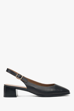 Czarne czółenka damskie typu slingback na niskim obcasie Estro ER00116971.