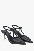 Eleganckie czarne czółenka damskie Estro, o fasonie slingback.