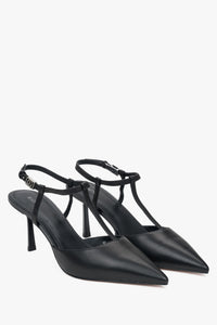 Eleganckie czarne czółenka damskie Estro, o fasonie slingback.
