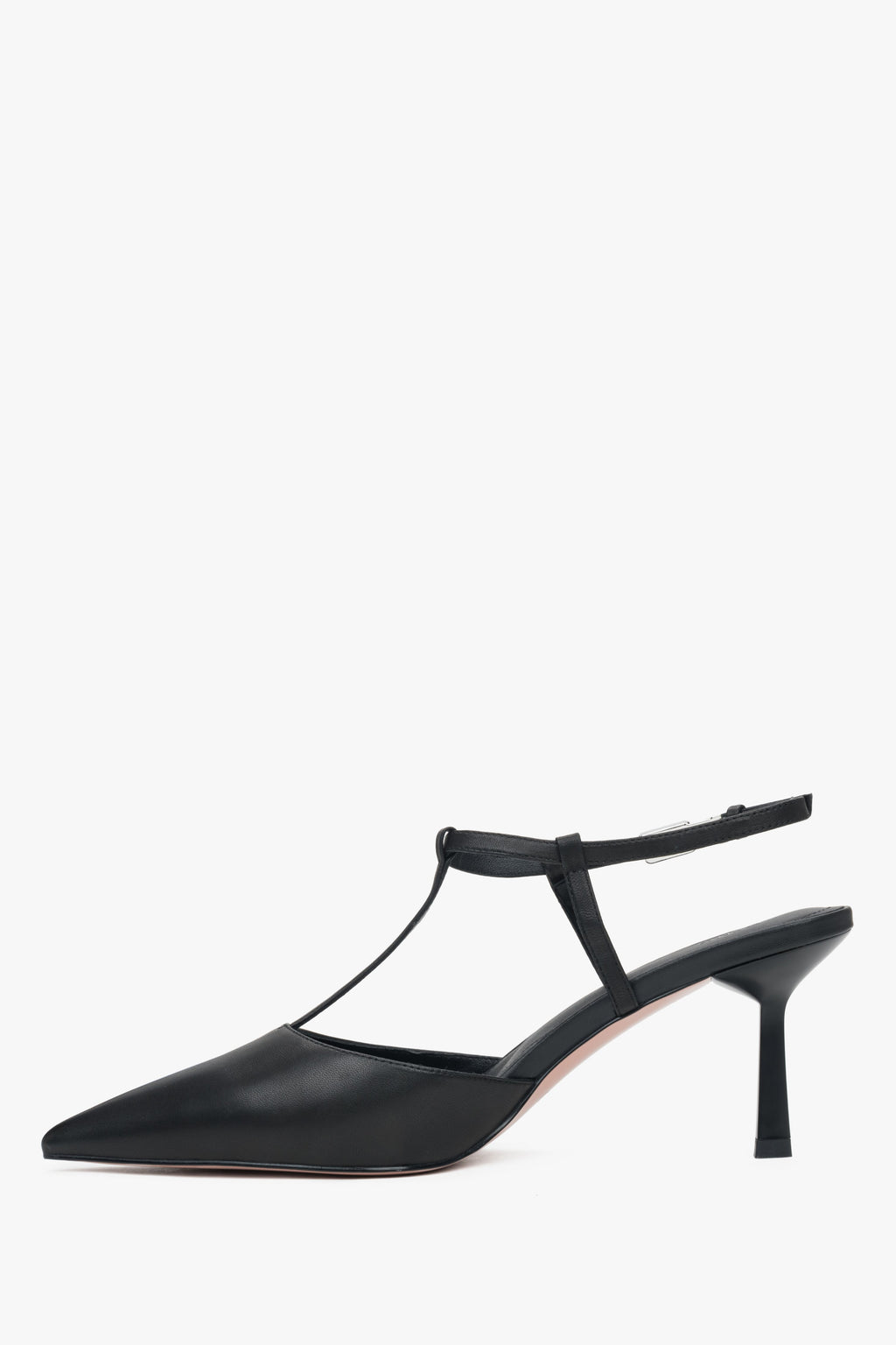 Stylowe czarne czółenka damskie Estro, typu slingback.