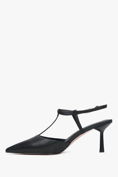 Stylowe czarne czółenka damskie Estro, typu slingback.