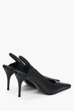 Slingbacki czarne z odkrytą piętą Estro Selection.