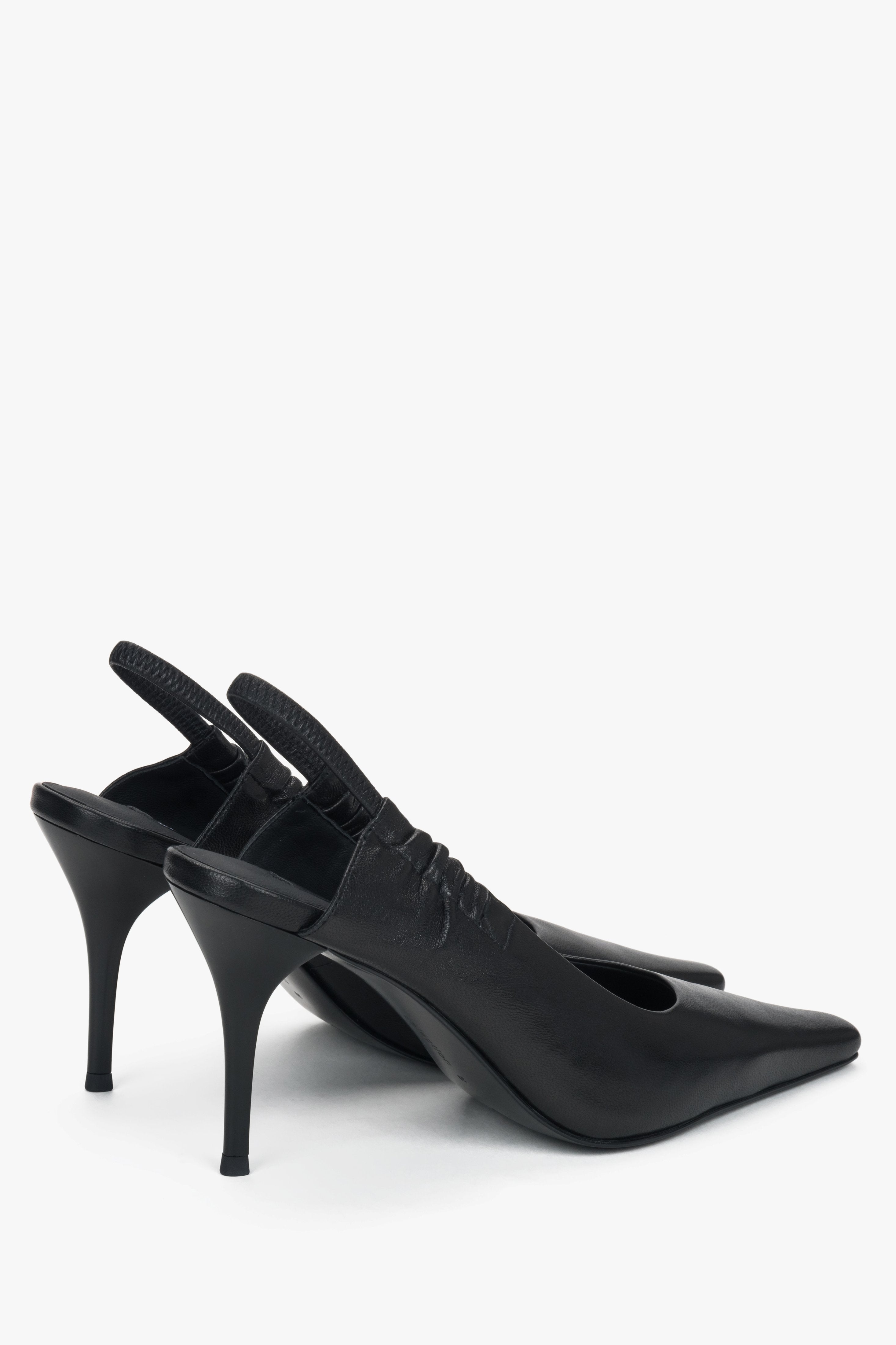 Slingbacki czarne z odkrytą piętą Estro Selection.