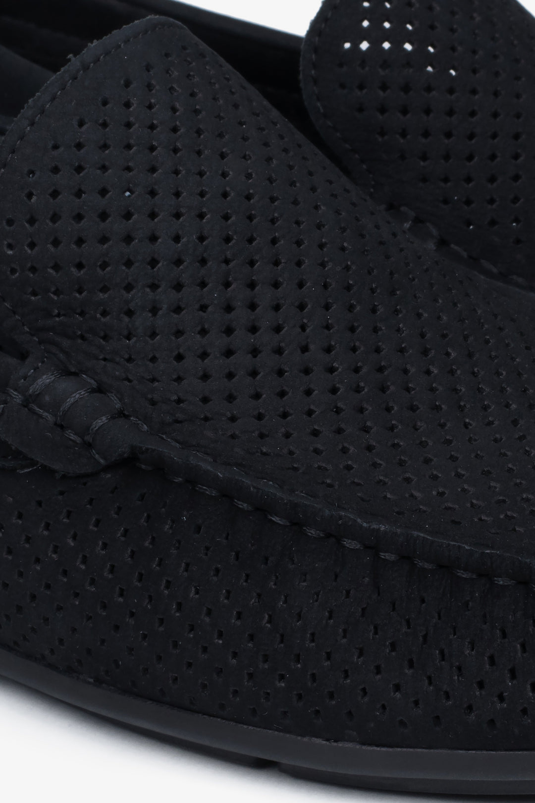 Czarne elastyczne mokasyny męskie Estro, z nubuku naturalnego, na lato.