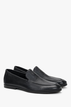 Czarne formalne loafersy męskie ze skóry naturalnej Estro ER00119405.
