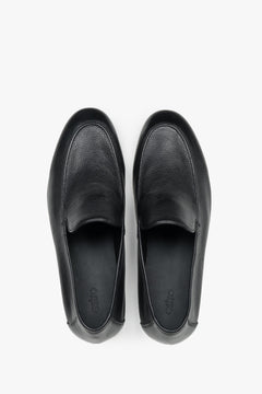 Loafersy męskie formalne, czarne, ze skóry naturalnej, Estro.