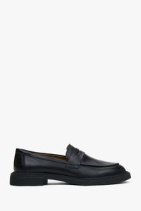 Klasyczne czarne loafersy damskie typu Penny z włoskiej skóry naturalnej Premium Estro ER00117583.