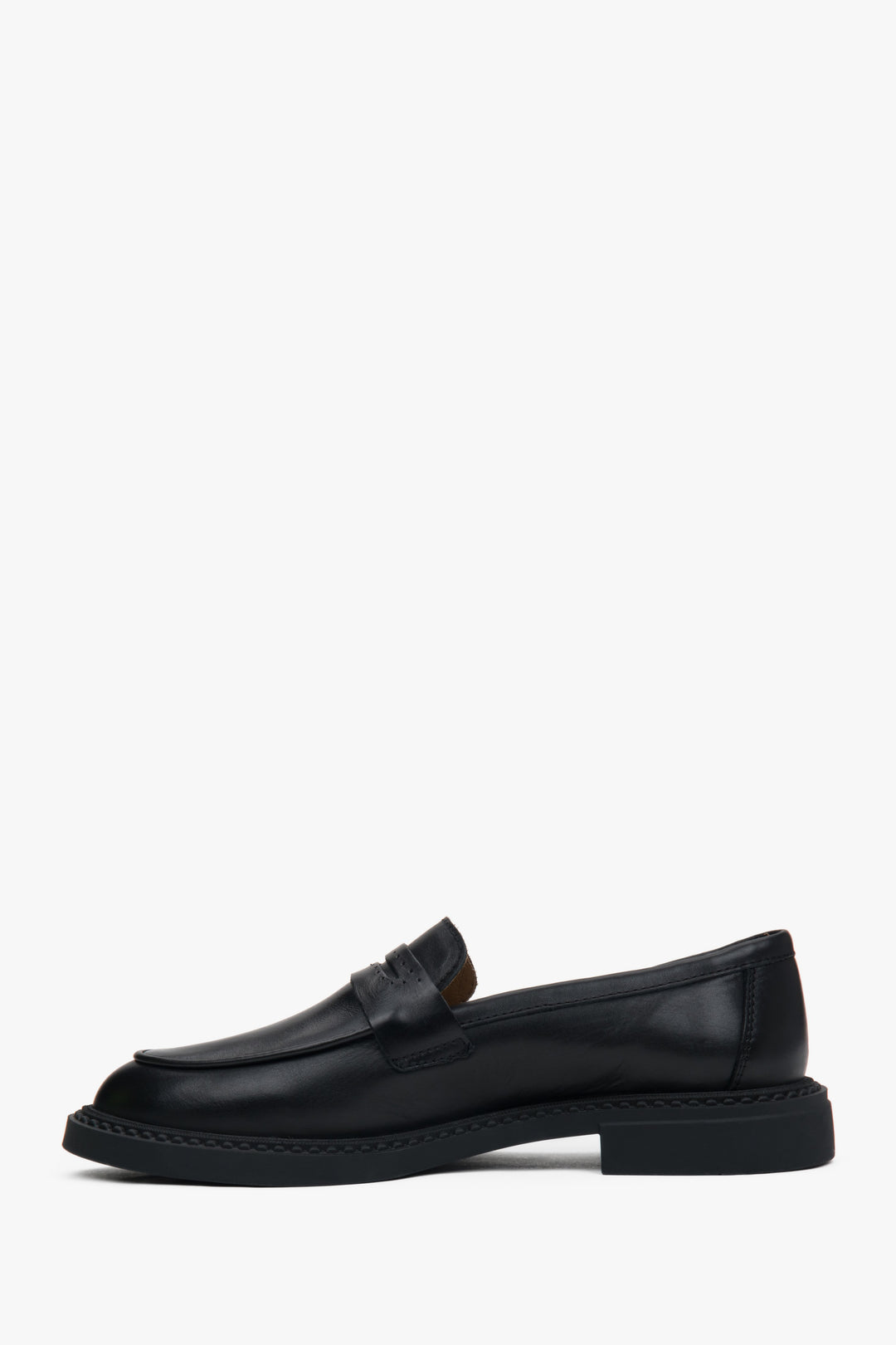 Damskie loafersy Penny z czarnej włoskiej skóry naturalnej.