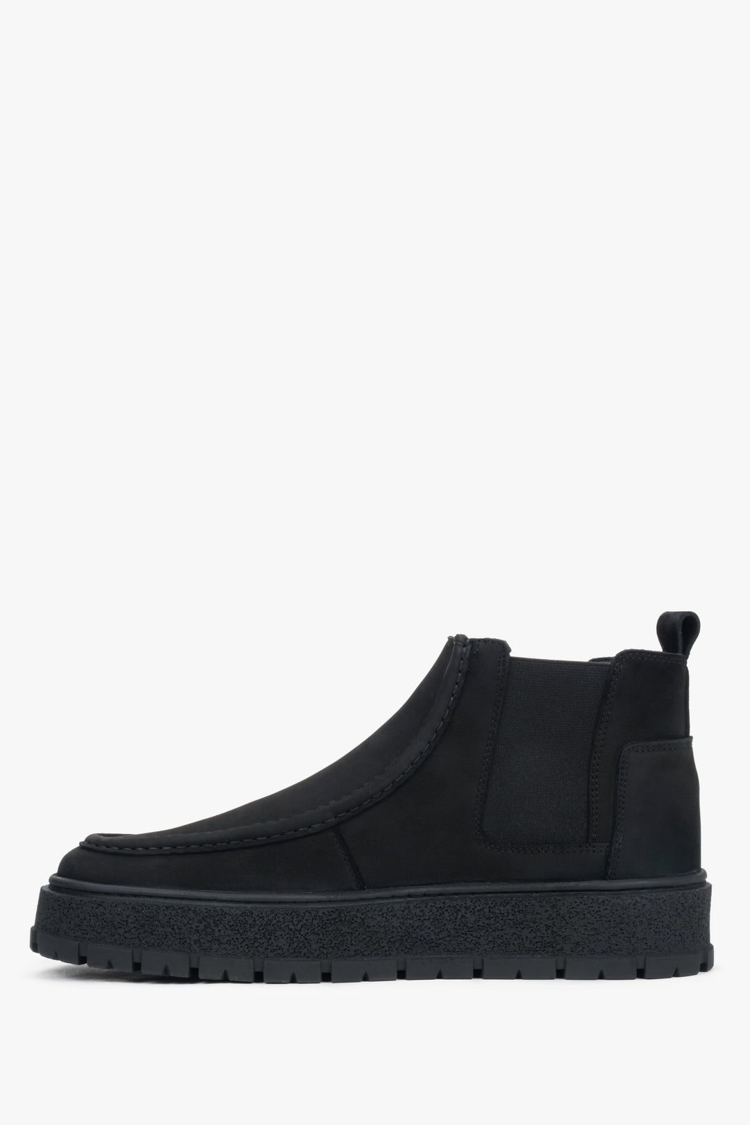 Sztyblety męskie Estro ER00118326, czarne, niskie, z włoskiego weluru naturalnego Premium.