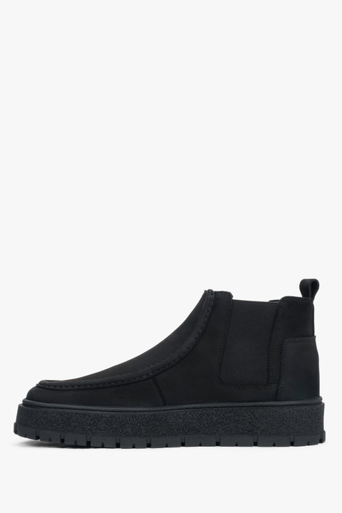 Sztyblety męskie Estro ER00118326, czarne, niskie, z włoskiego weluru naturalnego Premium.