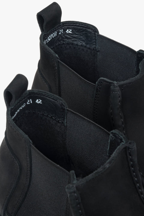 Czarne, niskie sztyblety męskie Estro ER00118326, z włoskiego weluru naturalnego Premium.