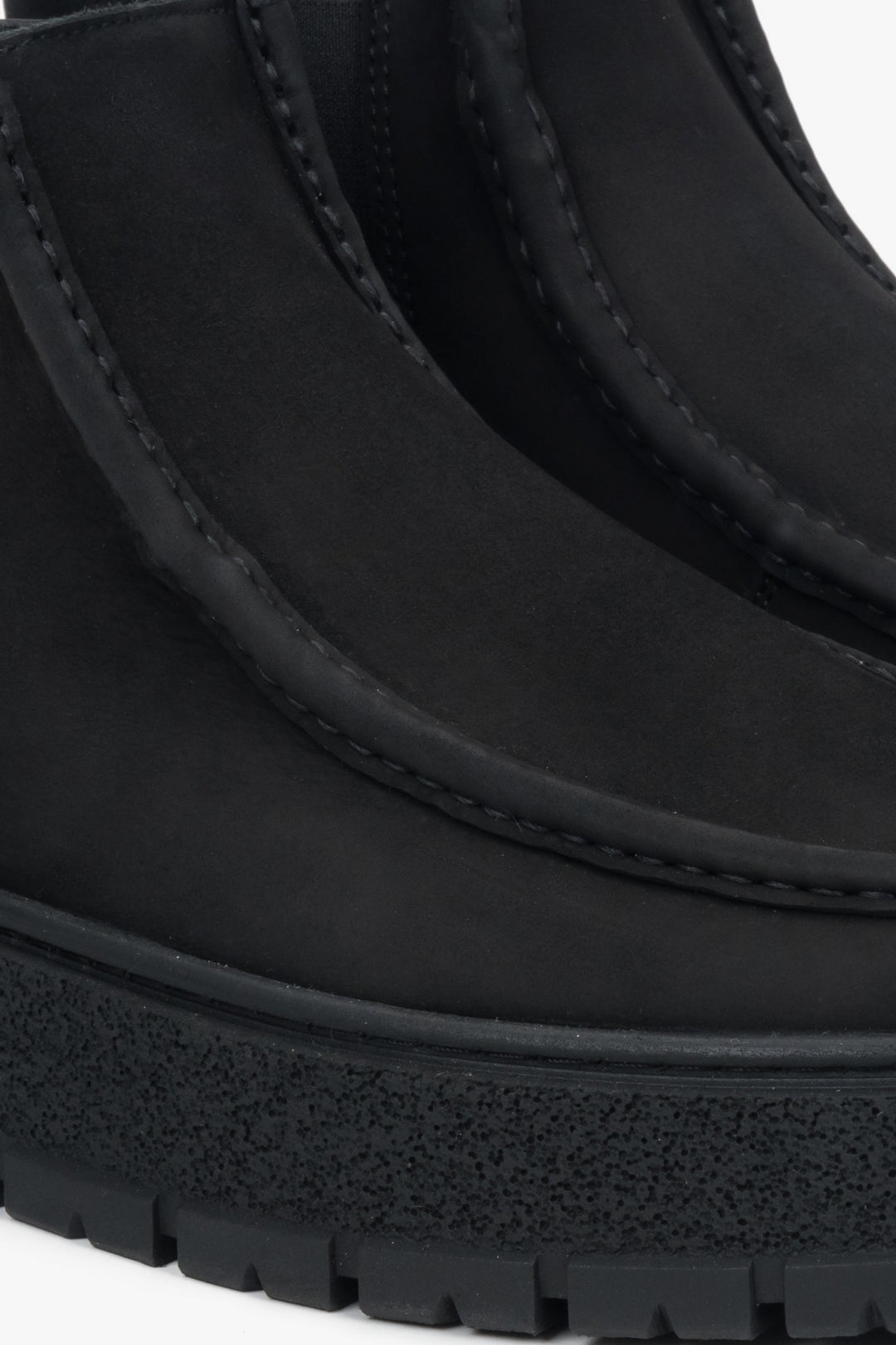 Czarne, niskie sztyblety męskie z włoskiego weluru naturalnego Premium.