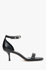 Czarne sandałki damskie na niskim obcasie ze skóry naturalnej Estro ER00119369.