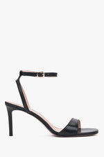 Czarne sandałki damskie na szpilce ze skóry naturalnej Estro ER00119510.