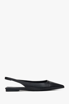 Czarne sandały damskie typu slingback na płaskim obcasie z czubkiem w szpic Estro ER00117219.