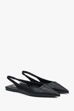 Damskie sandały slingback na płaskim obcasie z czubkiem w szpic.