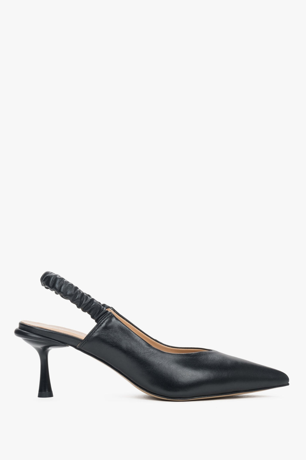 Czarne skórzane czółenka damskie typu slingback Estro ER00115115.