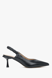 Czarne skórzane czółenka damskie typu slingback Estro ER00115115.