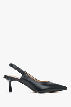 Czarne skórzane czółenka damskie typu slingback Estro ER00115115.