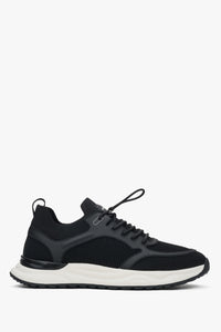 Czarne sportowe sneakersy męskie z miękkich tekstyliów i przewiewnej siateczki ES8 ER00116996.