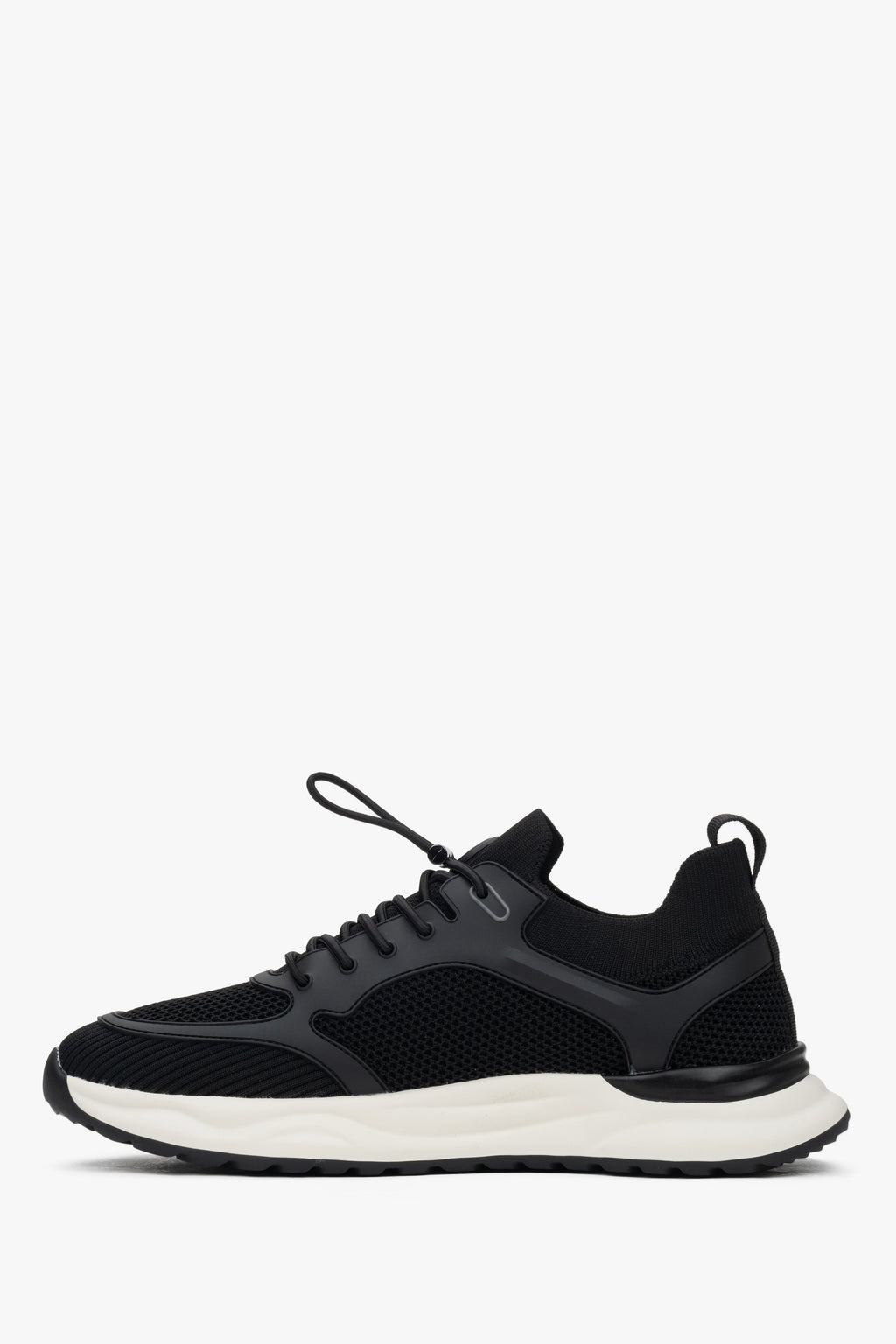 Męskie czarne sportowe sneakersy z miękkich tekstyliów i przewiewnej siateczki ES8.