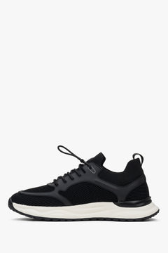 Męskie czarne sportowe sneakersy z miękkich tekstyliów i przewiewnej siateczki ES8.