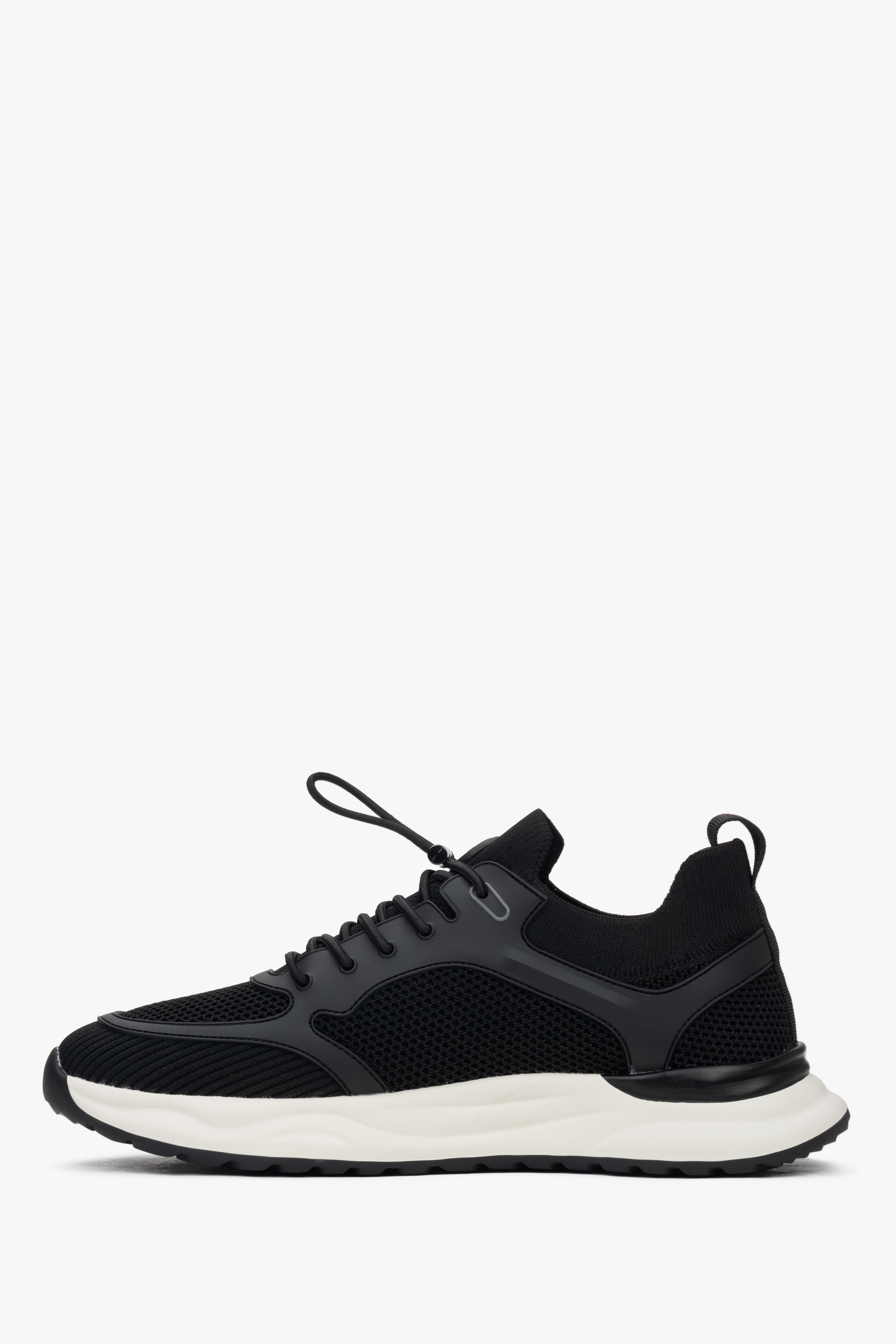 Męskie czarne sportowe sneakersy z miękkich tekstyliów i przewiewnej siateczki ES8.