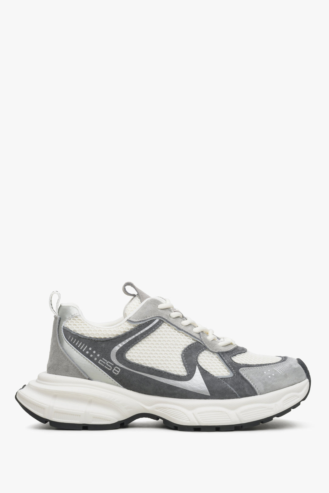 Szaro-białe sneakersy damskie na elastycznej podeszwie ES 8 ER00114600