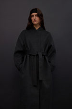 Długi ciemnoszary płaszcz damski z wełny wielbłądziej i kaszmiru Estro