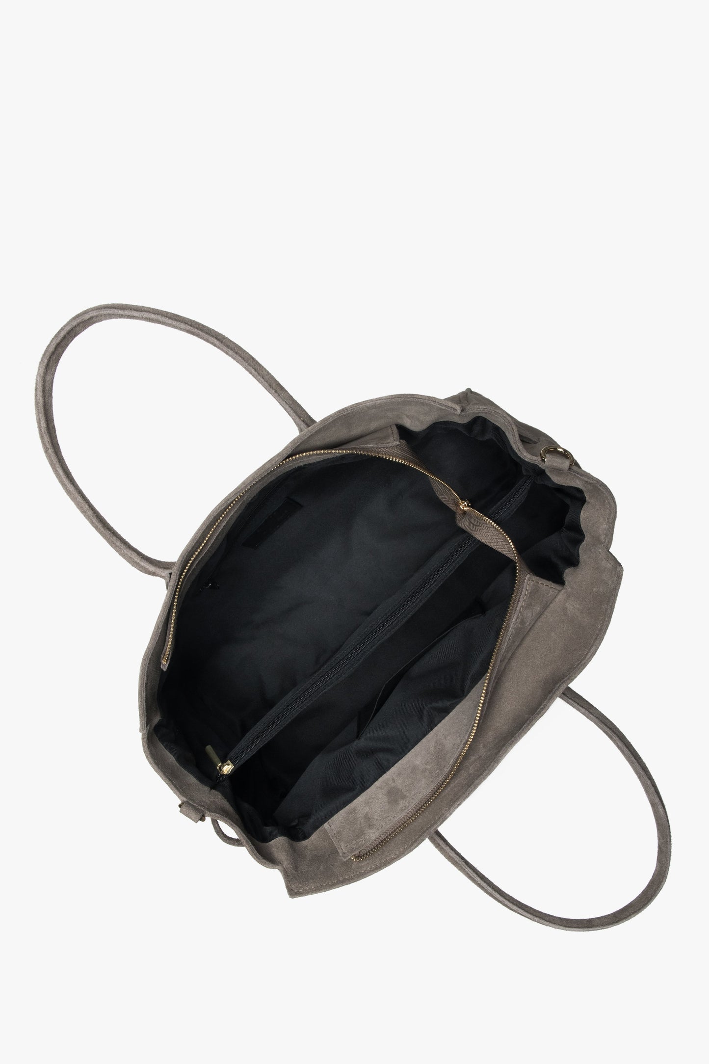 Duża, ciemnoszara torebka damska Estro, z włoskiego weluru naturalnego Premium.