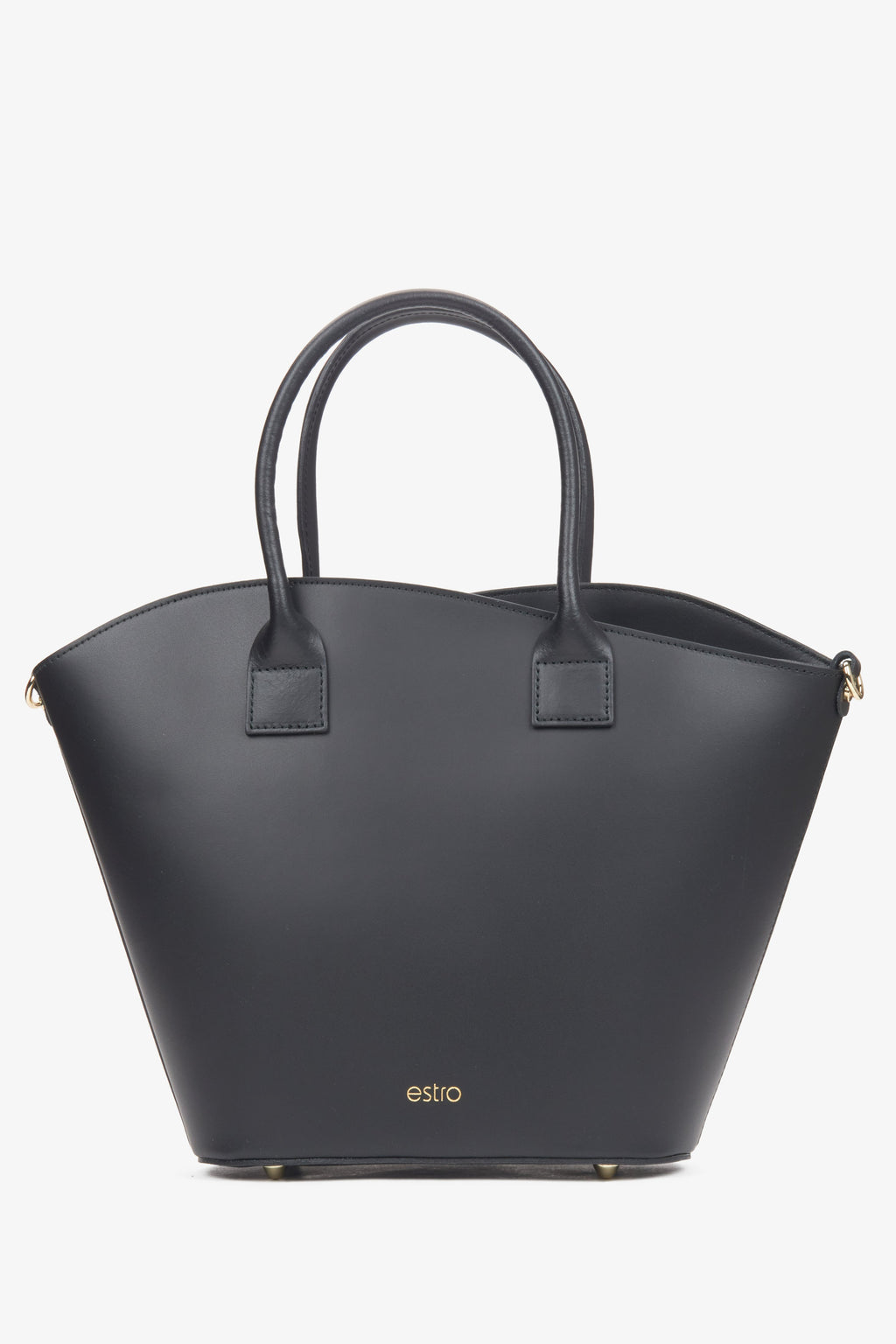 Estro - duża czarna torebka damska typu shopper z włoskiej skóry naturalnej Premium.
